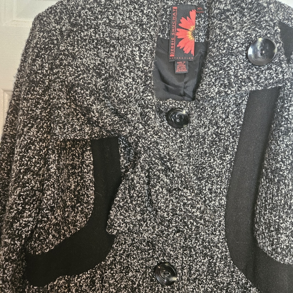 DEBBIE SHUCHAT COLLECTION WOMEN  CHARMING MID LONG TWEED COAT SIZE XL - Picture 6 of 16